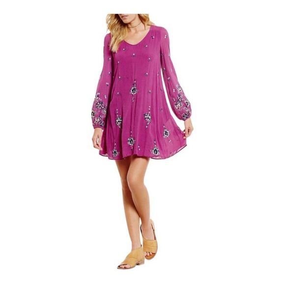 Free People Lilac Embroidered Mini Dress - Picture 4 of 8
